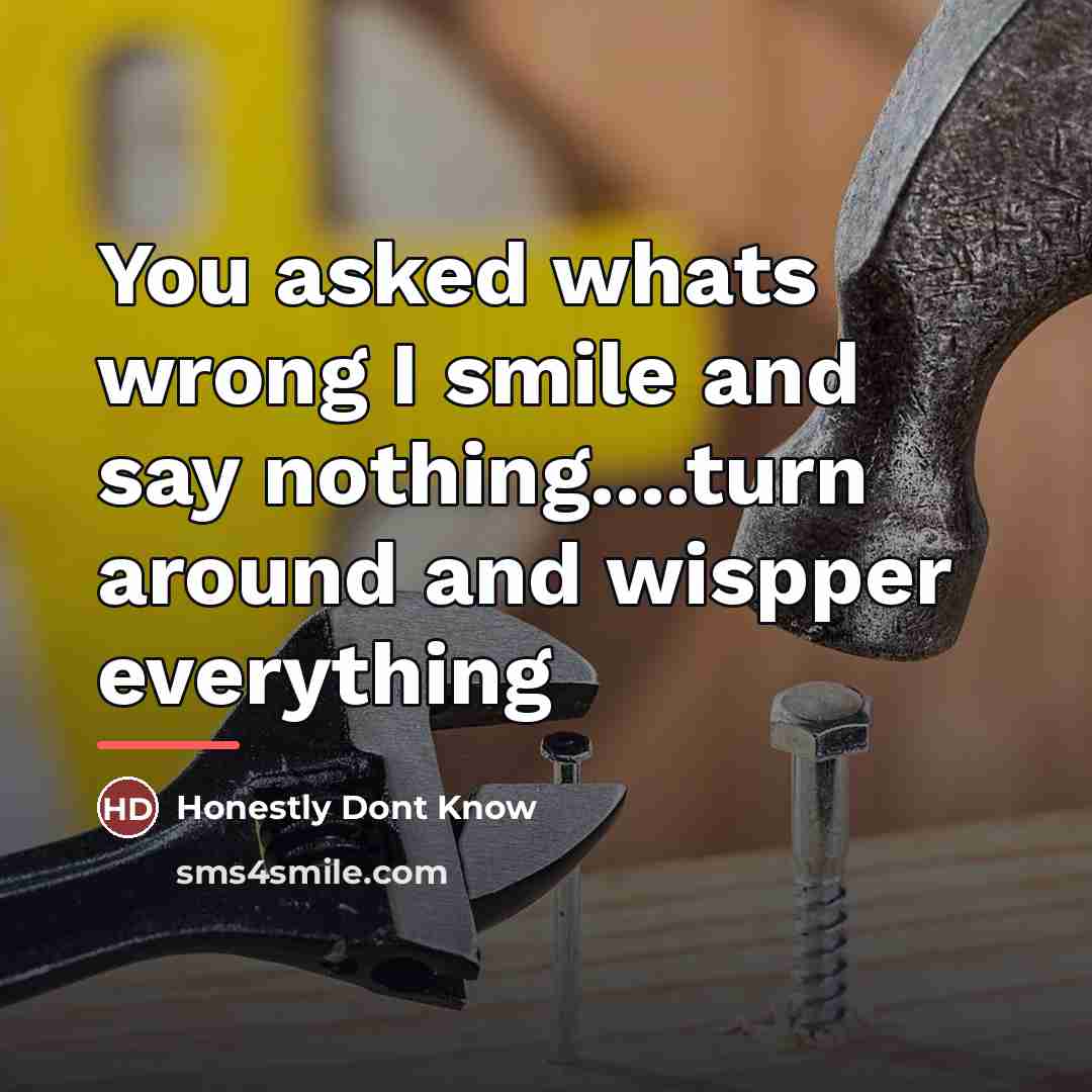 “You asked whats wrong I smile and say nothing....turn around…” quote by Honestly Dont Know
