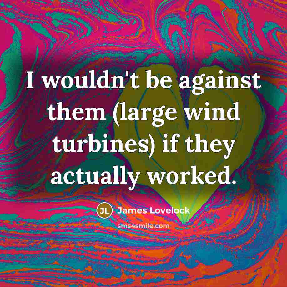 “I wouldn't be against them (large wind turbines) if they actually worked.” quote by James Lovelock