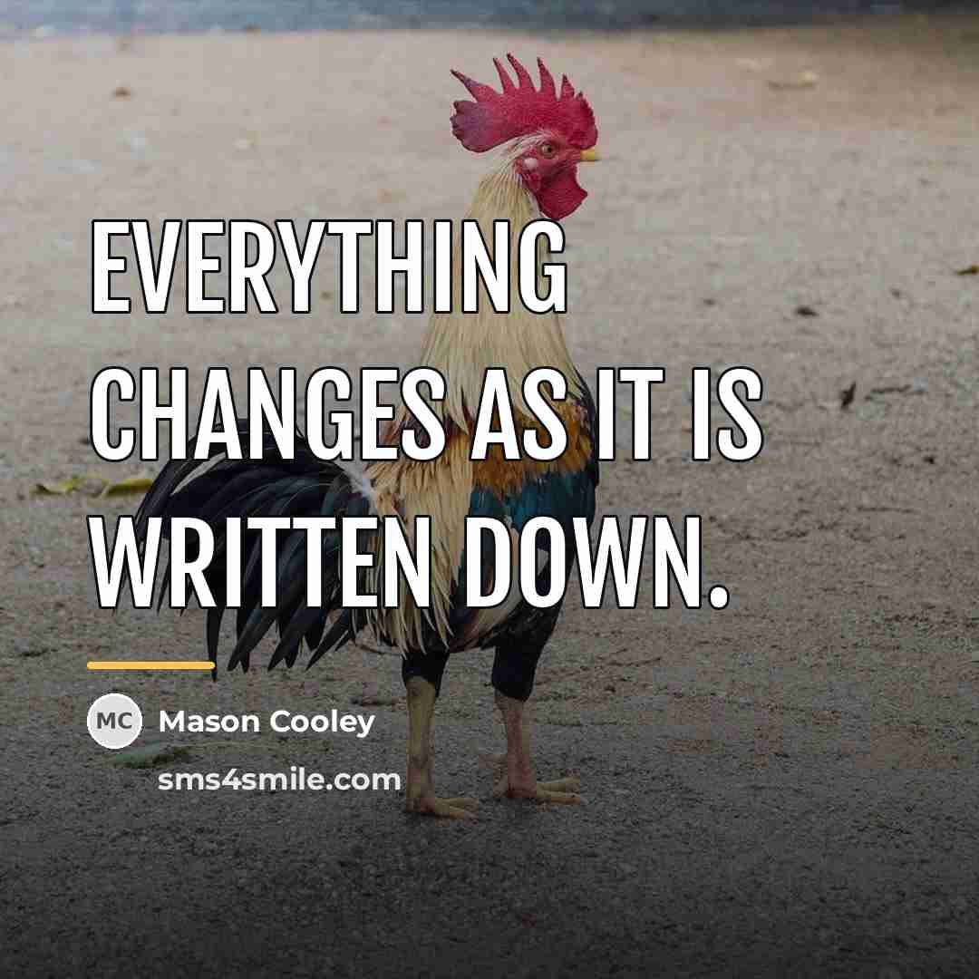 “Everything changes as it is written down.…” quote by Mason Cooley