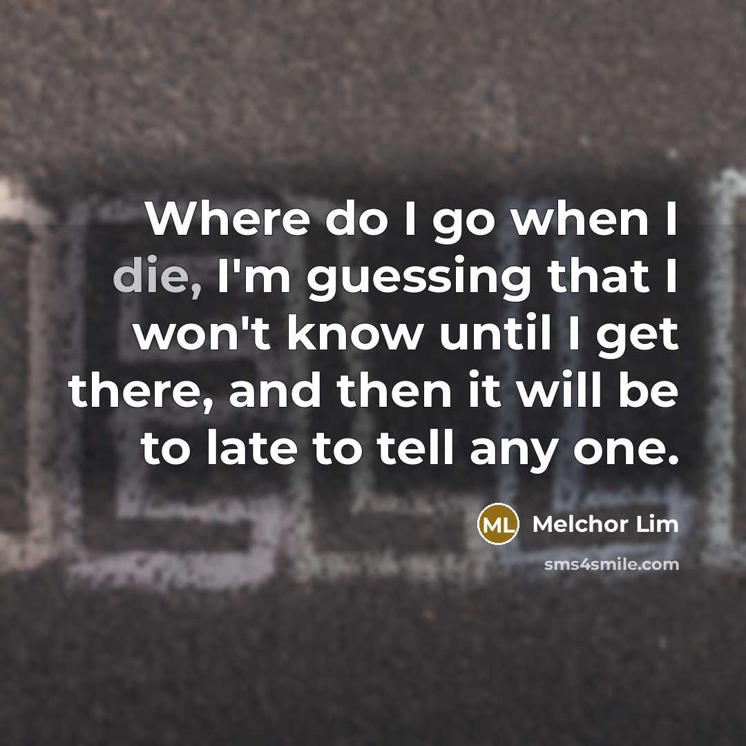“Where do I go when I die, I'm guessing that…” quote by Melchor Lim