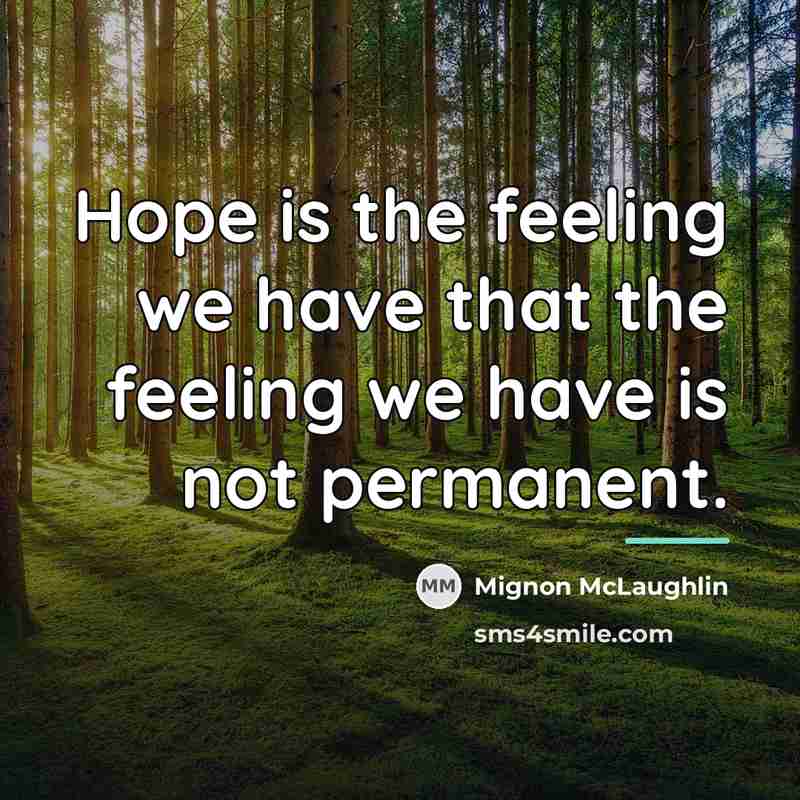 “Hope is the feeling we have that the feeling we…” quote by Mignon McLaughlin
