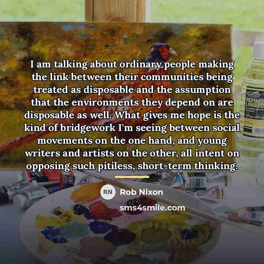 “I am talking about ordinary people making the link between…” quote by Rob Nixon