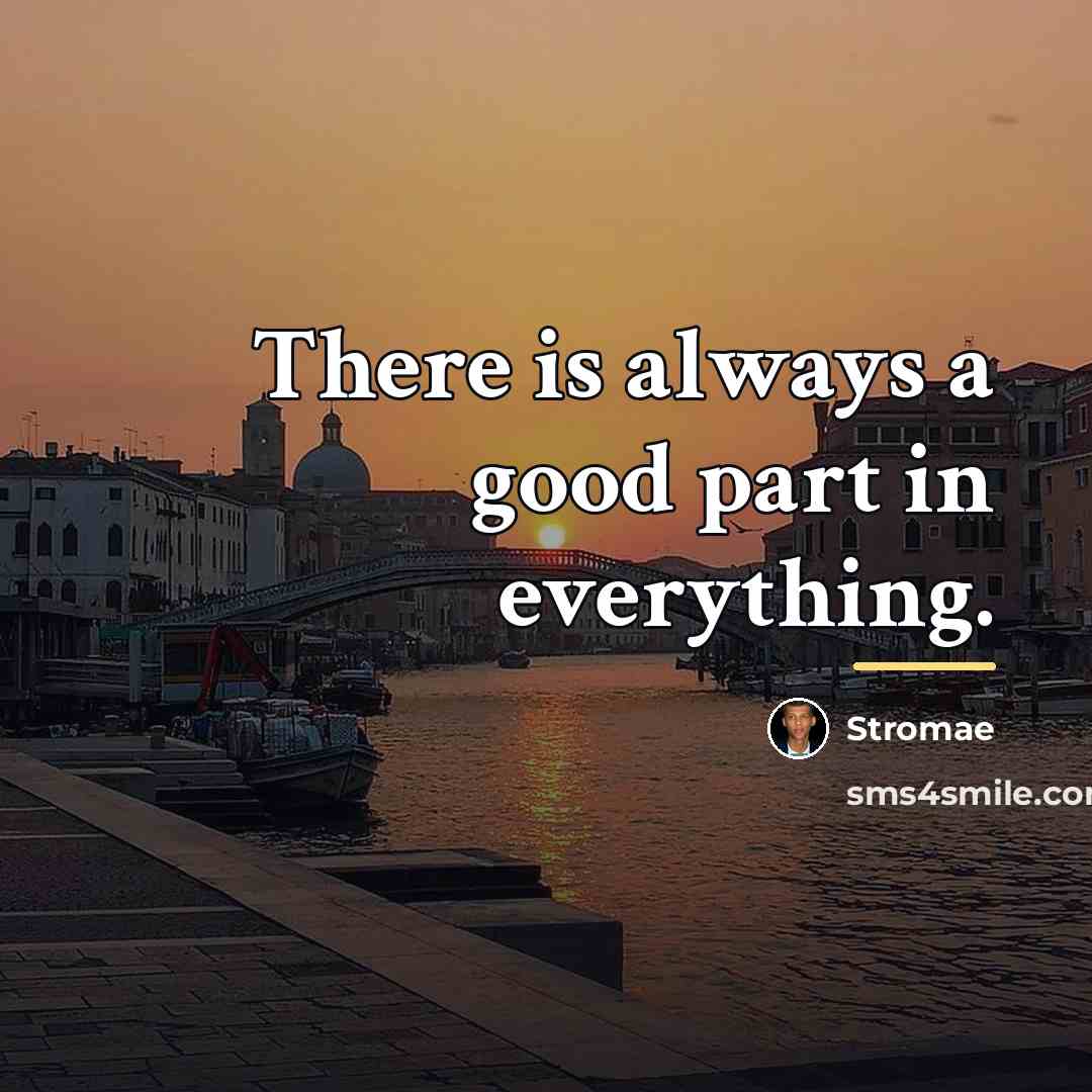 “There is always a good part in everything.…” quote by Stromae