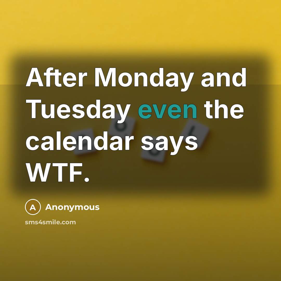 “After Monday and Tuesday even the calendar says WTF.…” quote by Anonymous