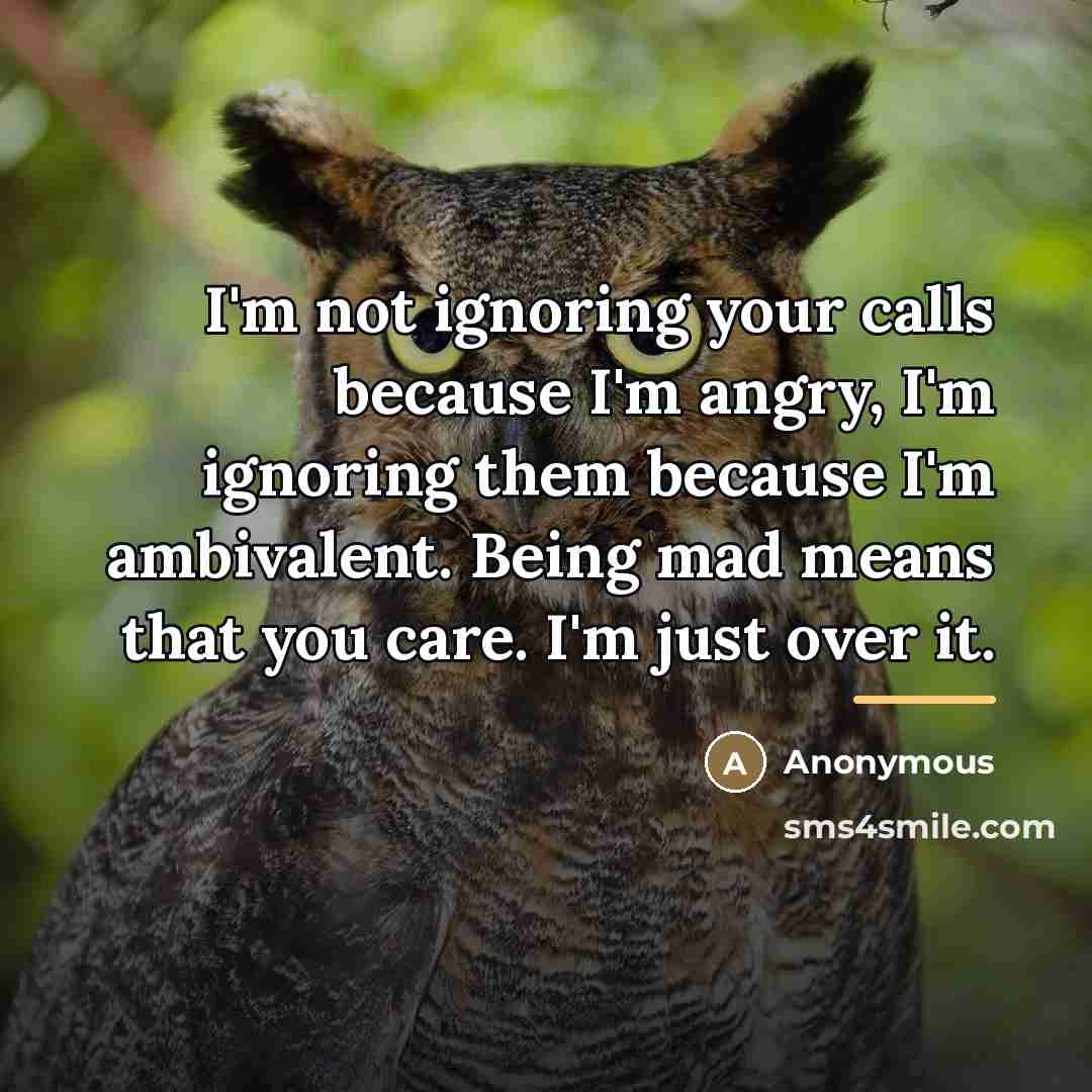 “I'm not ignoring your calls because I'm angry, I'm ignoring…” quote by Anonymous