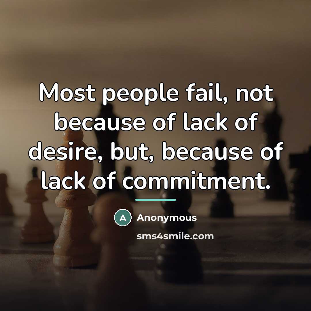 “Most people fail, not because of lack of desire, but,…” quote by Anonymous