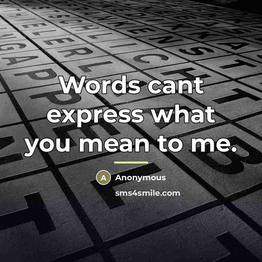 “Words cant express what you mean to me.…” quote by Anonymous