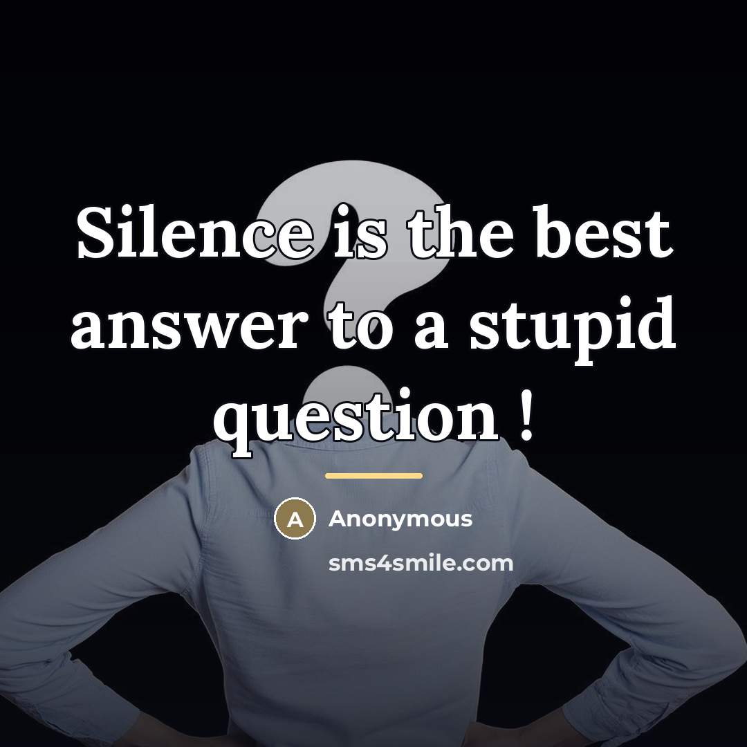 “Silence is the best answer to a stupid question !…” quote by Anonymous