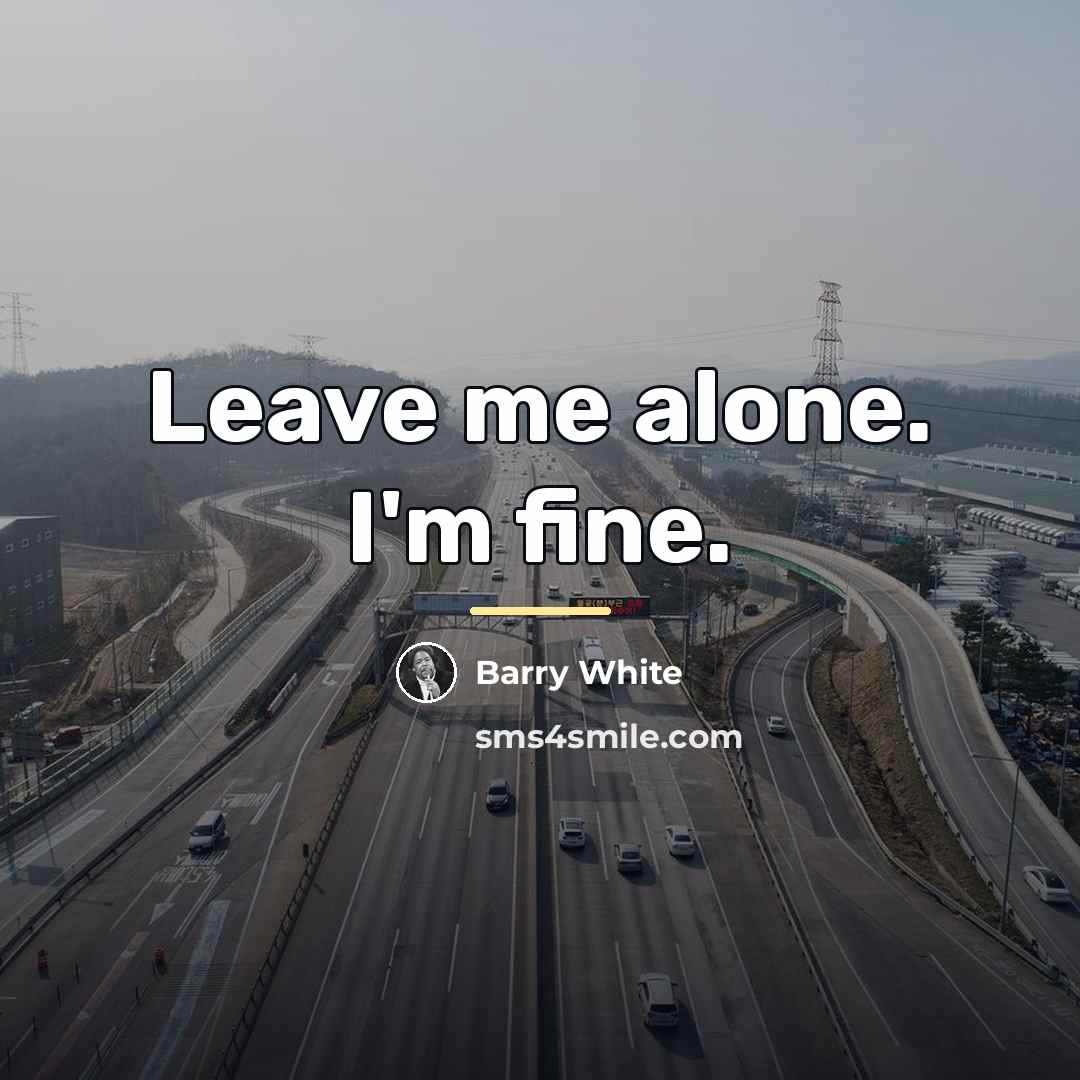 “Leave me alone. I'm fine.…” quote by Barry White