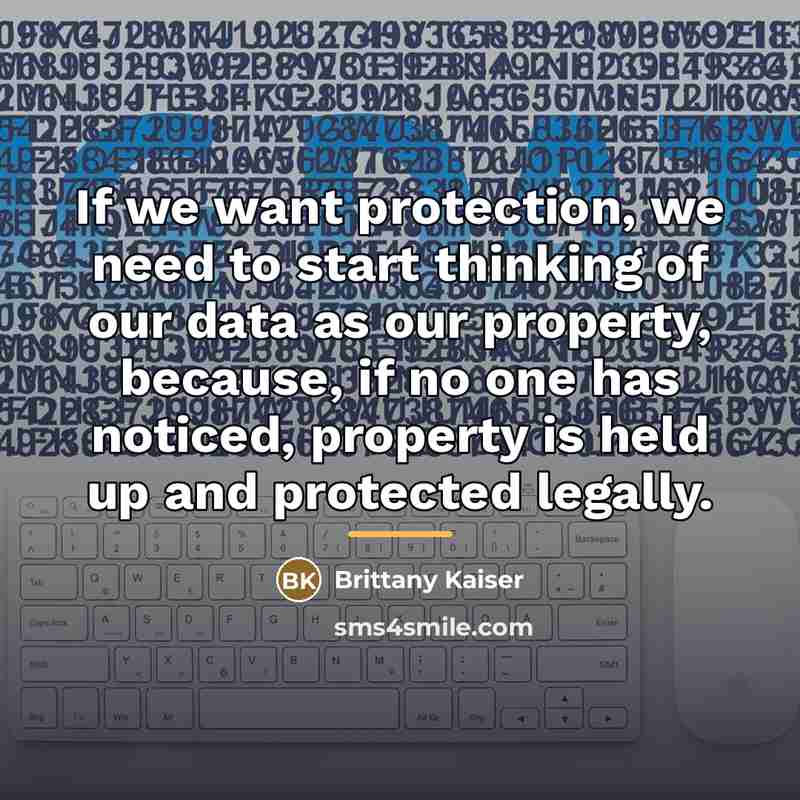 “If we want protection, we need to start thinking of…” quote by Brittany Kaiser