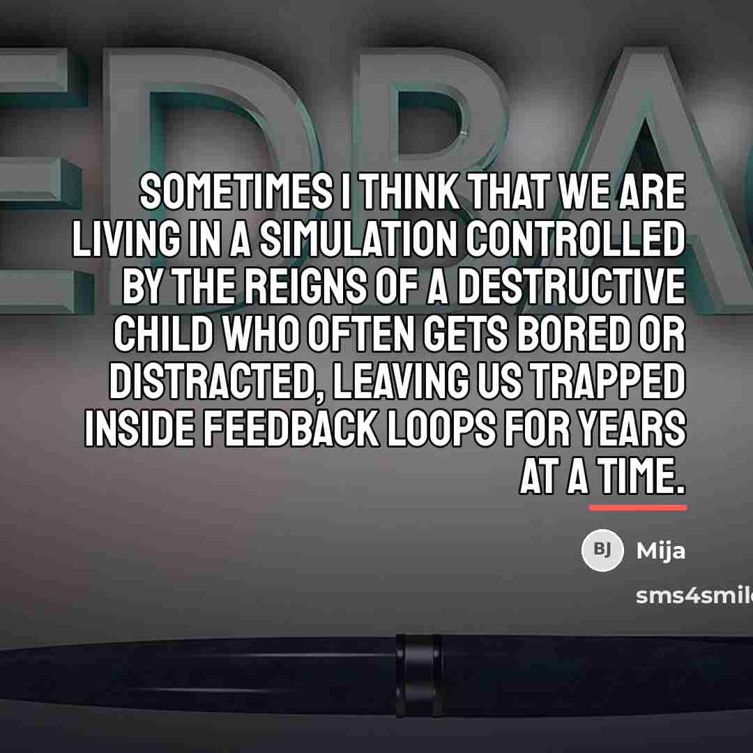 “Sometimes I think that we are living in a simulation…” quote by Mija