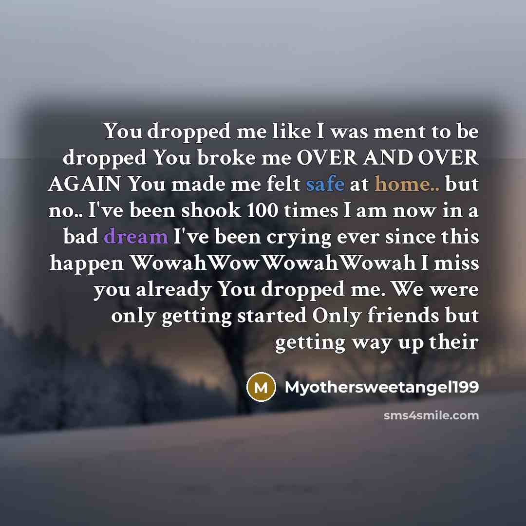 “You dropped me like I was ment to be dropped…” quote by Myothersweetangel199