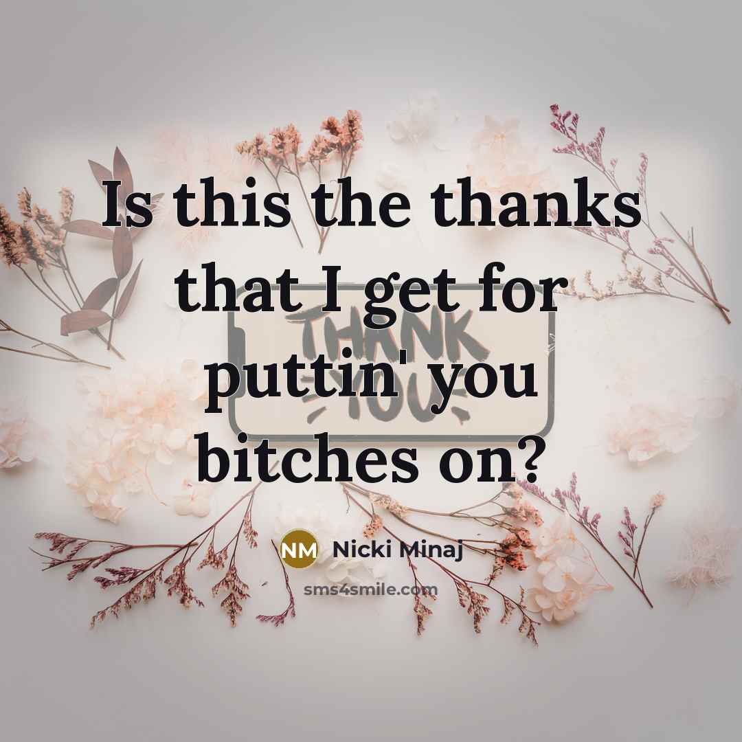 “Is this the thanks that I get for puttin' you…” quote by Nicki Minaj
