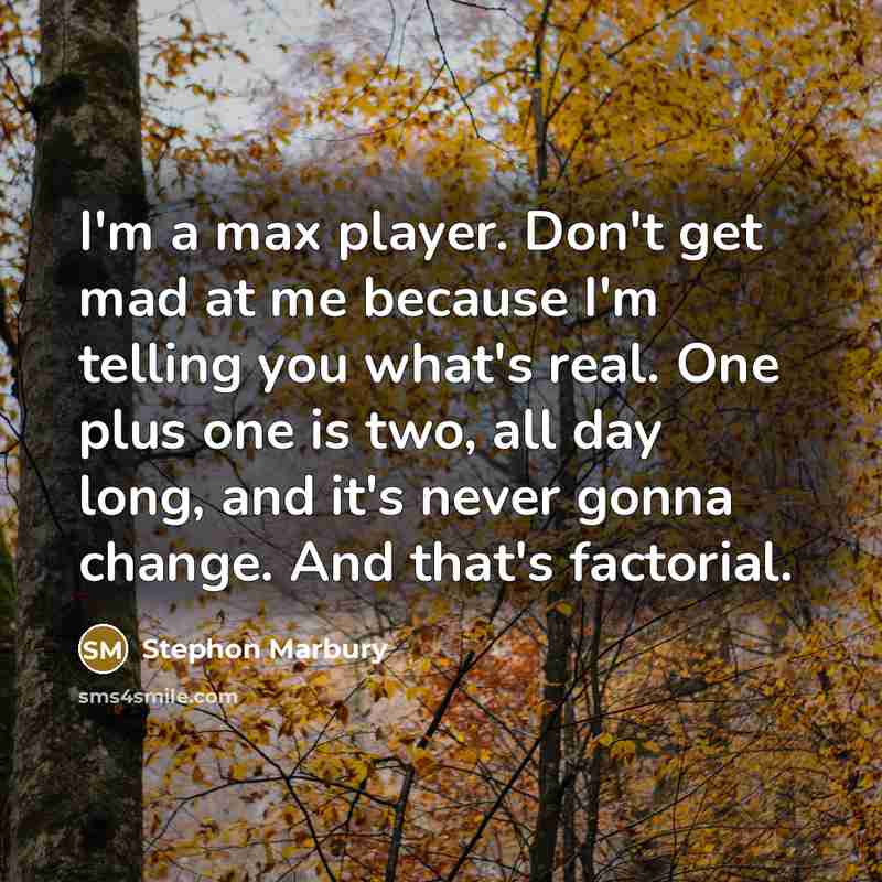 “I'm a max player. Don't get mad at me because…” quote by Stephon Marbury
