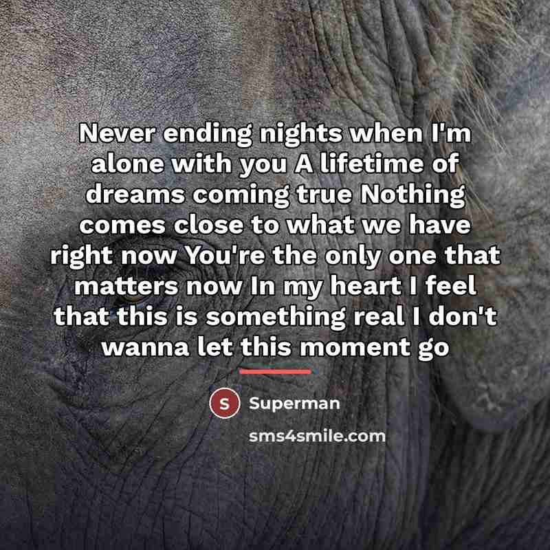 “Never ending nights when I'm alone with you A lifetime…” quote by Superman