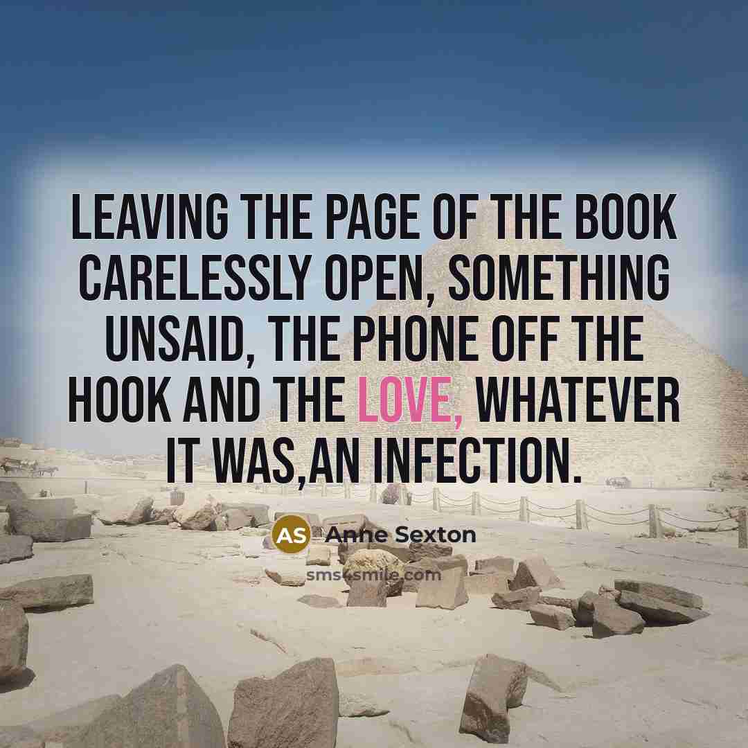 “Leaving the page of the book carelessly open, something unsaid,…” quote by Anne Sexton
