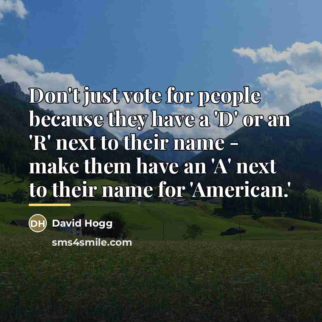 “Don't just vote for people because they have a 'D'…” quote by David Hogg