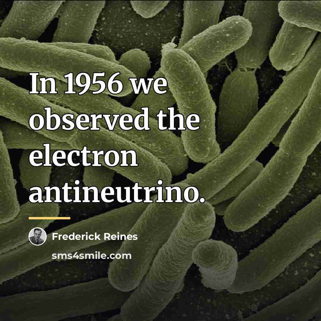 “In 1956 we observed the electron antineutrino.…” quote by Frederick Reines