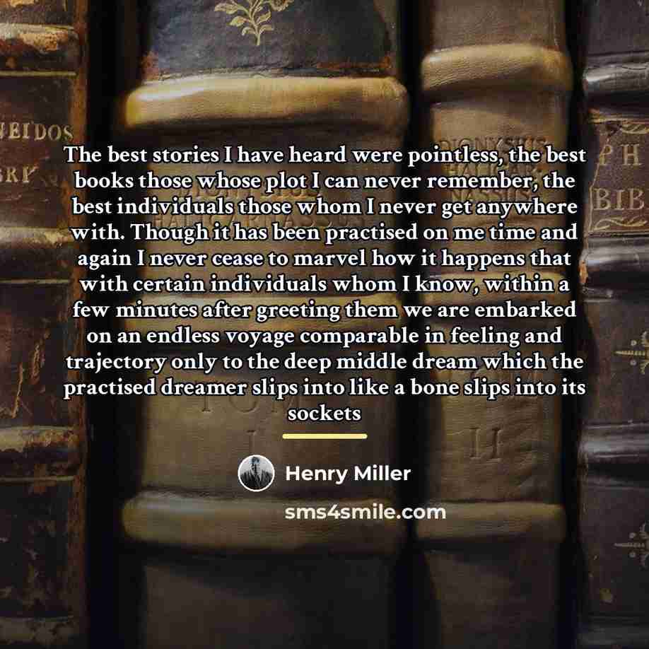 “The best stories I have heard were pointless, the best…” quote by Henry Miller