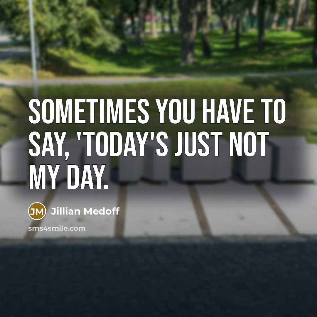 “Sometimes you have to say, 'Today's just not my day.” quote by Jillian Medoff