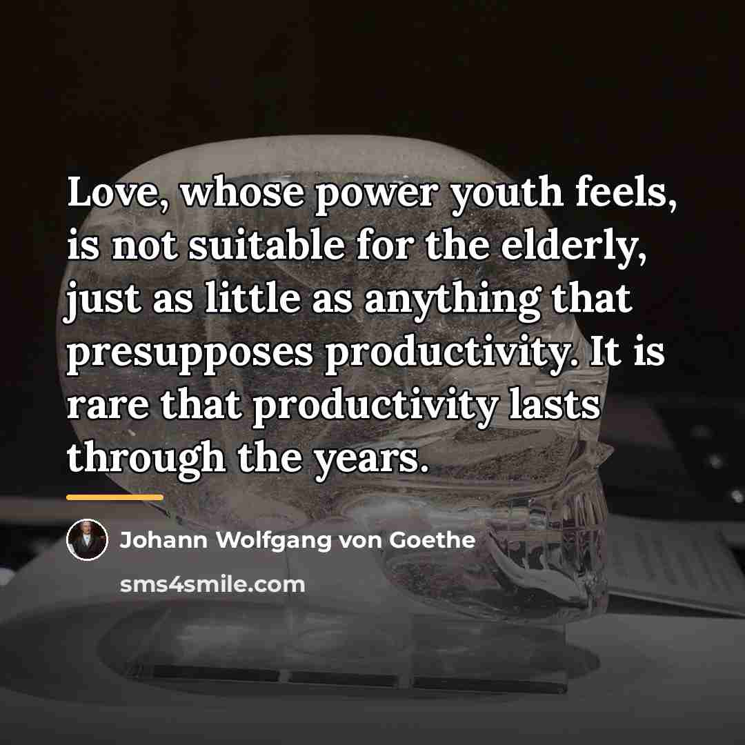 “Love, whose power youth feels, is not suitable for the…” quote by Johann Wolfgang von Goethe