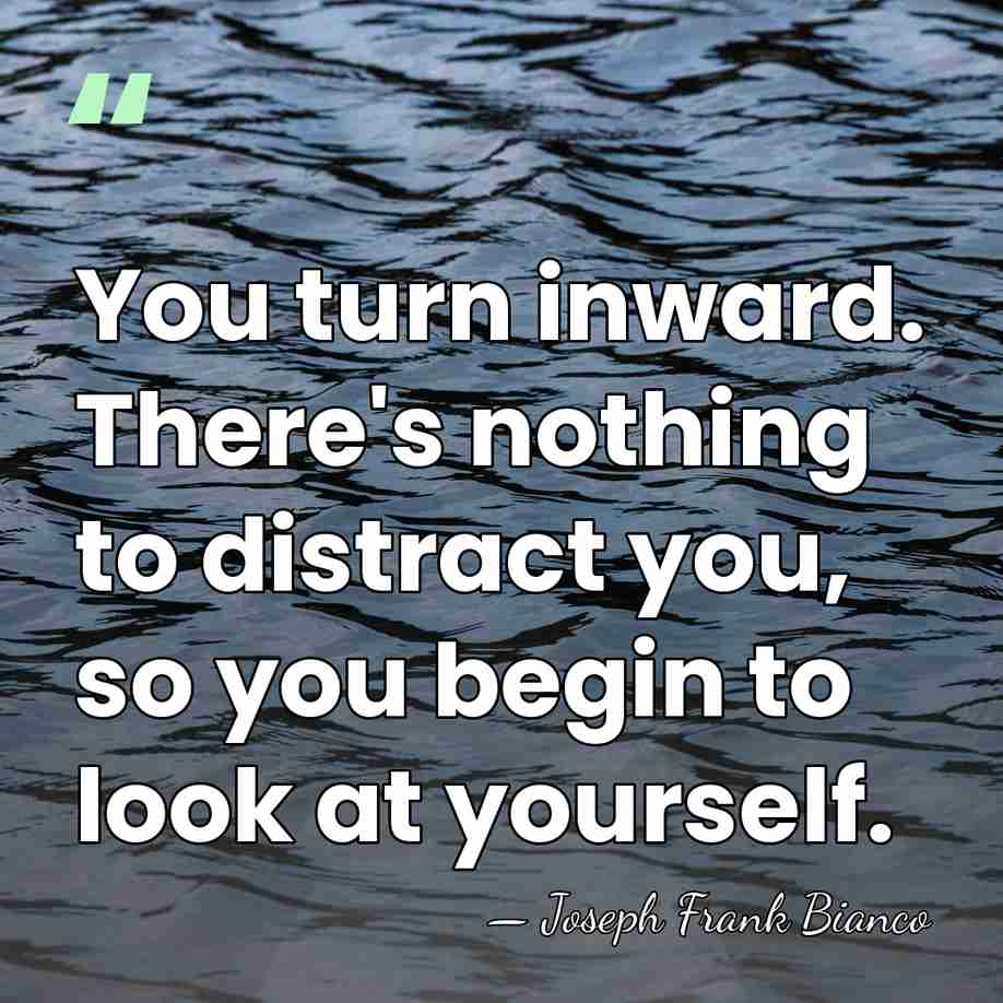 You turn inward. There's nothing to distract you, so you begin to&hellip; - Joseph Frank Bianco