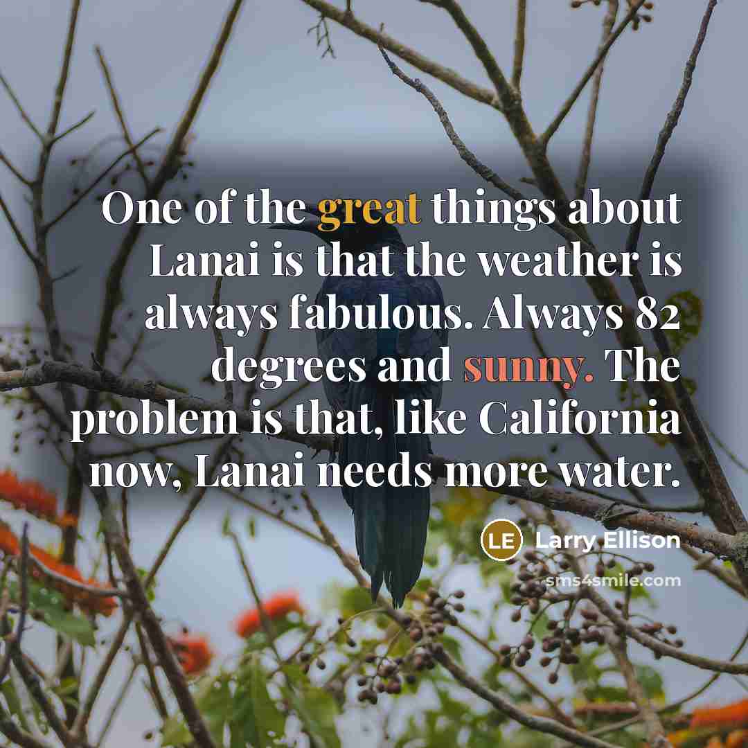 “One of the great things about Lanai is that the…” quote by Larry Ellison