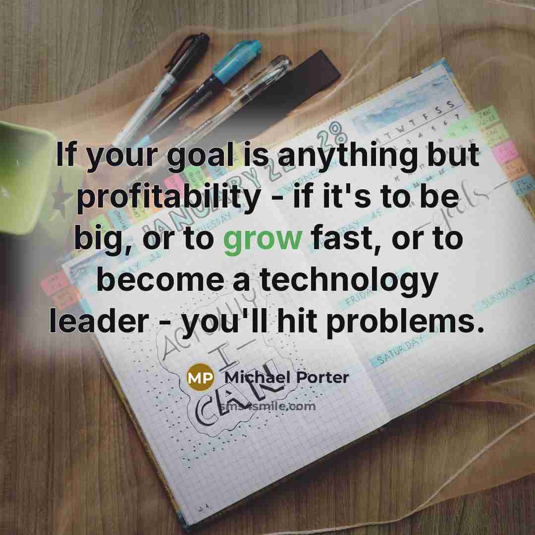 “If your goal is anything but profitability - if it's…” quote by Michael Porter