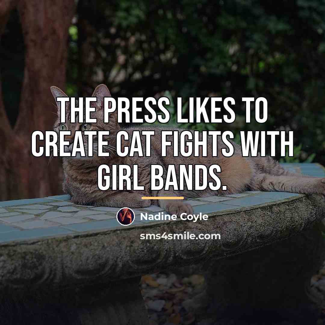 “The press likes to create cat fights with girl bands.…” quote by Nadine Coyle