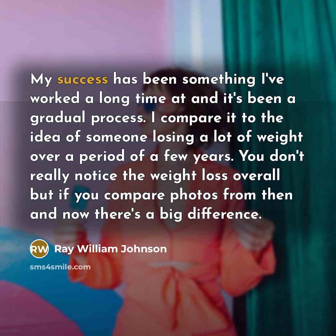 “My success has been something I've worked a long time…” quote by Ray William Johnson