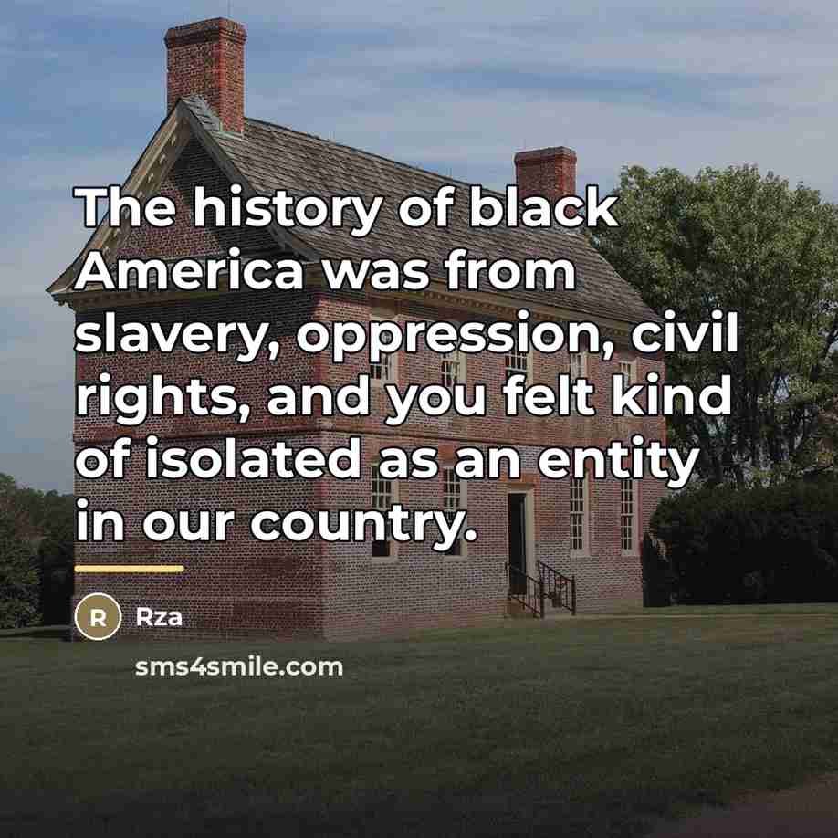 “The history of black America was from slavery, oppression, civil…” quote by Rza