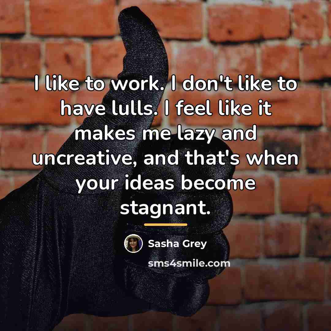 “I like to work. I don't like to have lulls.…” quote by Sasha Grey