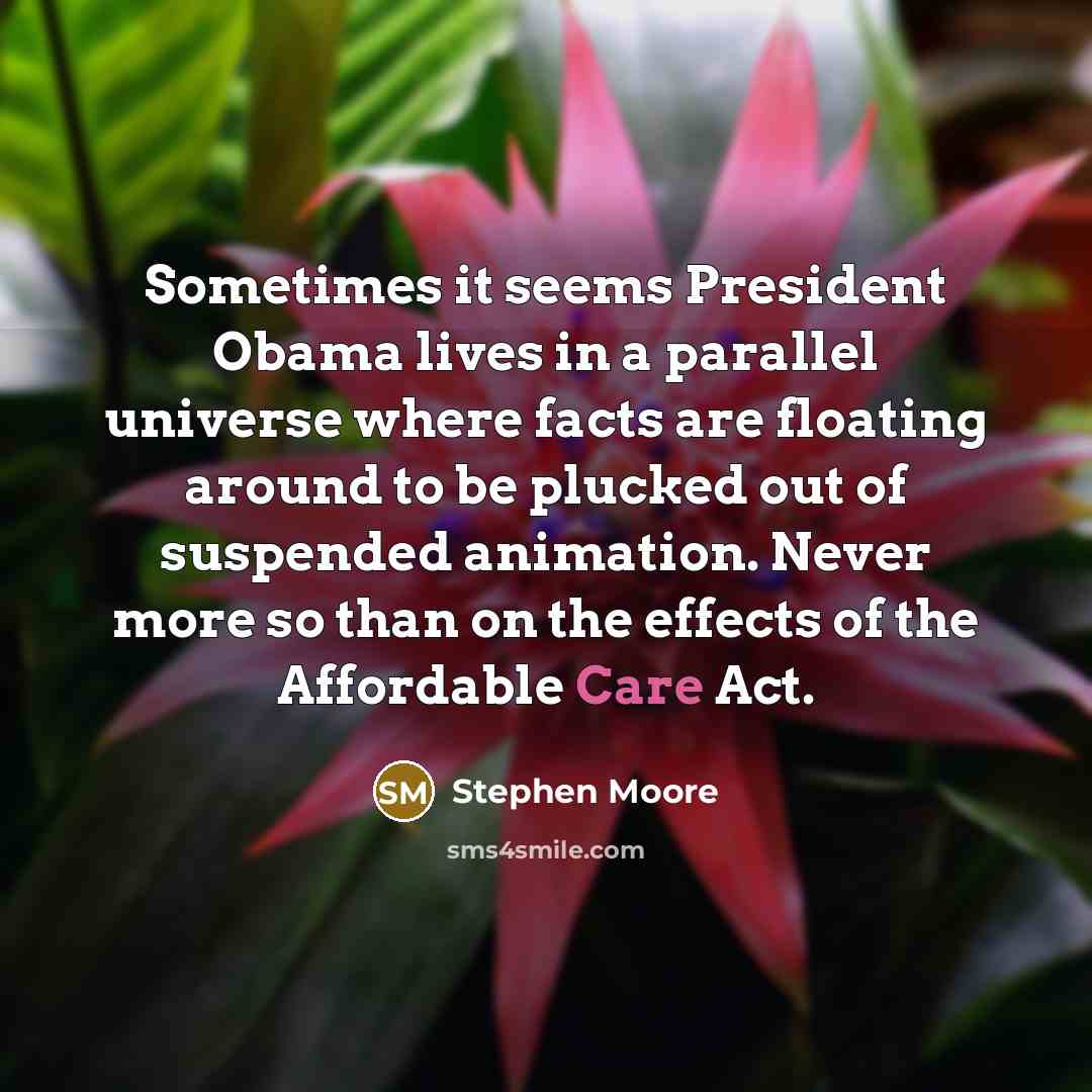 “Sometimes it seems President Obama lives in a parallel universe…” quote by Stephen Moore