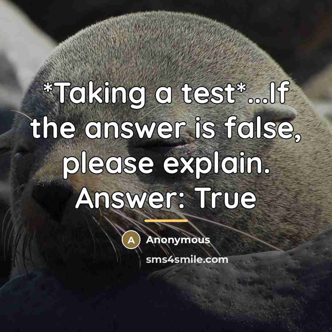 “*Taking a test*...If the answer is false, please explain. Answer:…” quote by Anonymous