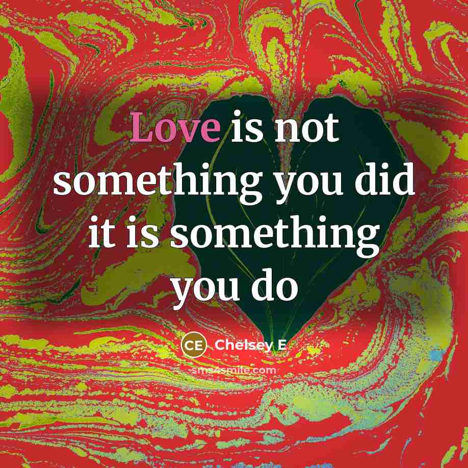 “Love is not something you did it is something you do” quote by Chelsey E