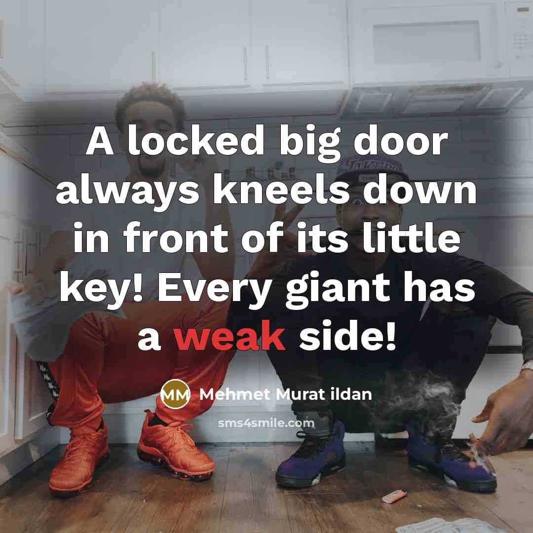 “A locked big door always kneels down in front of…” quote by Mehmet Murat Ildan