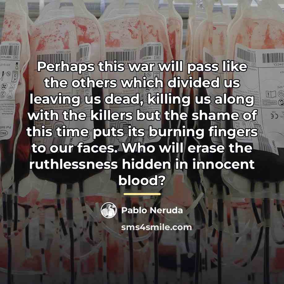 “Perhaps this war will pass like the others which divided…” quote by Pablo Neruda