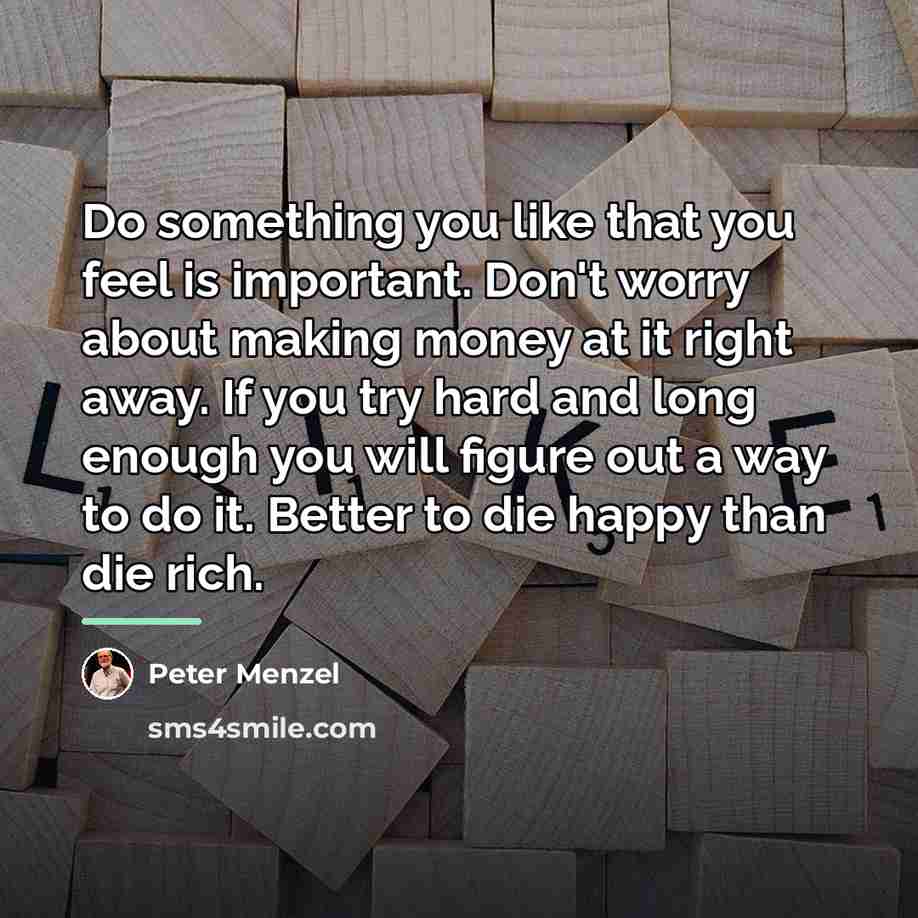 “Do something you like that you feel is important. Don't…” quote by Peter Menzel