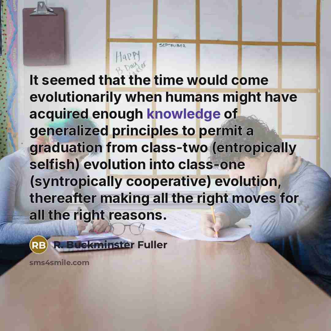 “It seemed that the time would come evolutionarily when humans…” quote by R. Buckminster Fuller