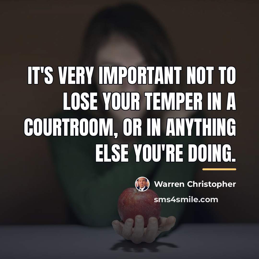 “It's very important not to lose your temper in a…” quote by Warren Christopher