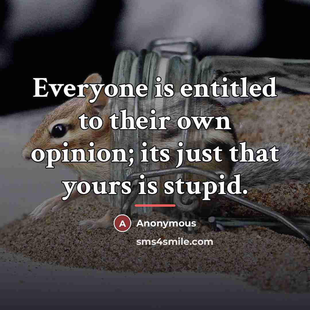 “Everyone is entitled to their own opinion; its just that…” quote by Anonymous