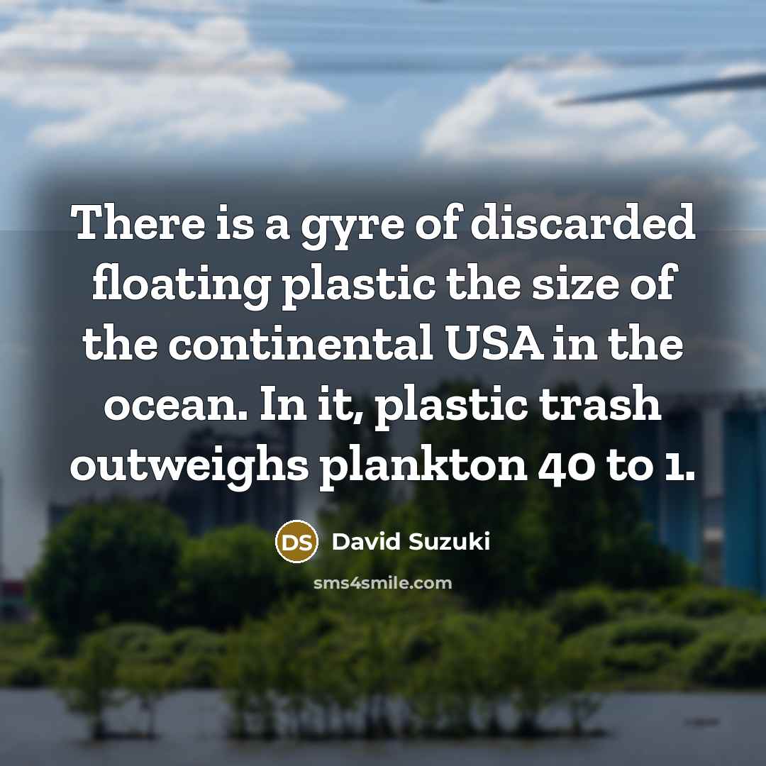 “There is a gyre of discarded floating plastic the size…” quote by David Suzuki