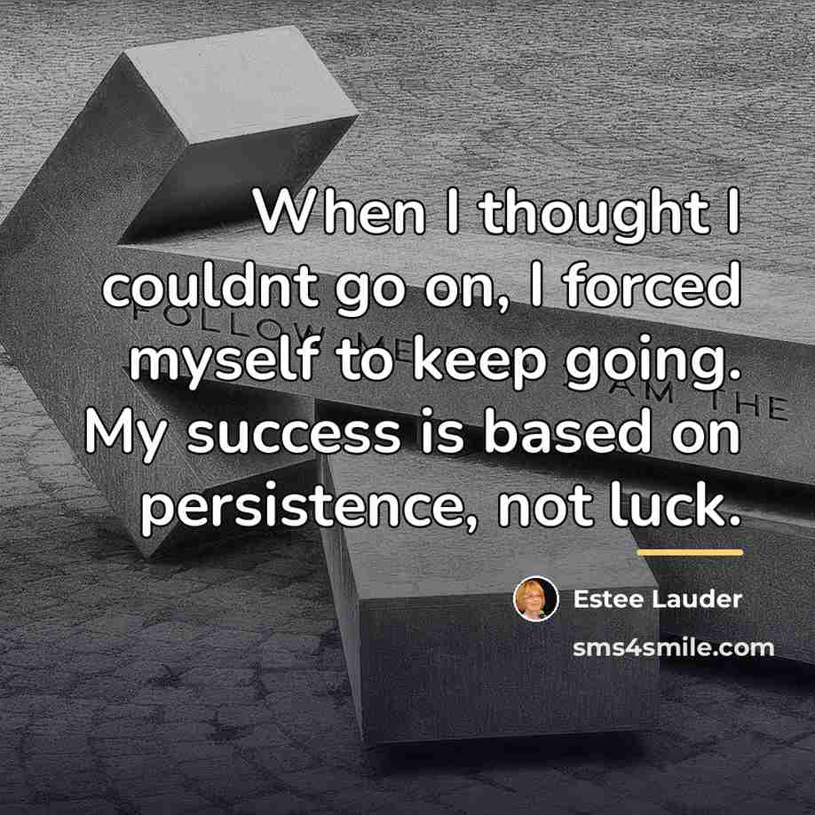 “When I thought I couldnt go on, I forced myself…” quote by Estee Lauder