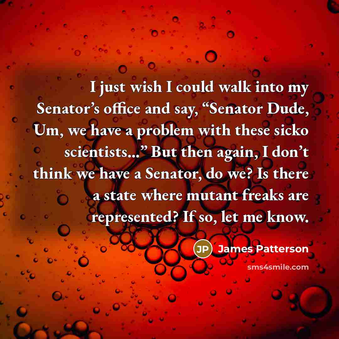 “I just wish I could walk into my Senator’s office…” quote by James Patterson