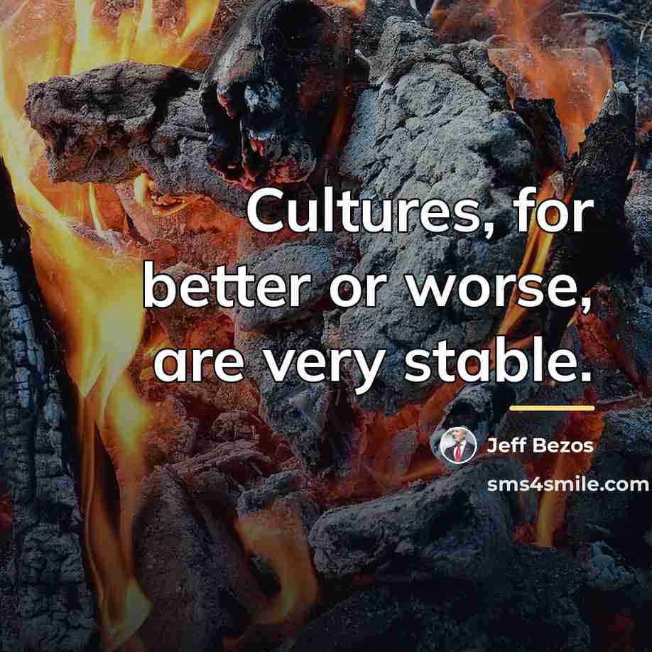 “Cultures, for better or worse, are very stable.…” quote by Jeff Bezos
