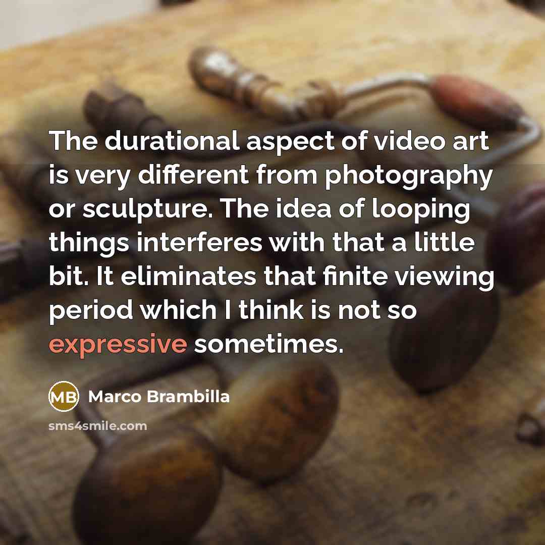 “The durational aspect of video art is very different from…” quote by Marco Brambilla