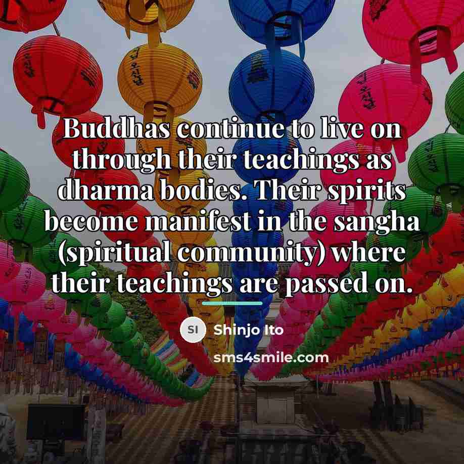 “Buddhas continue to live on through their teachings as dharma…” quote by Shinjo Ito