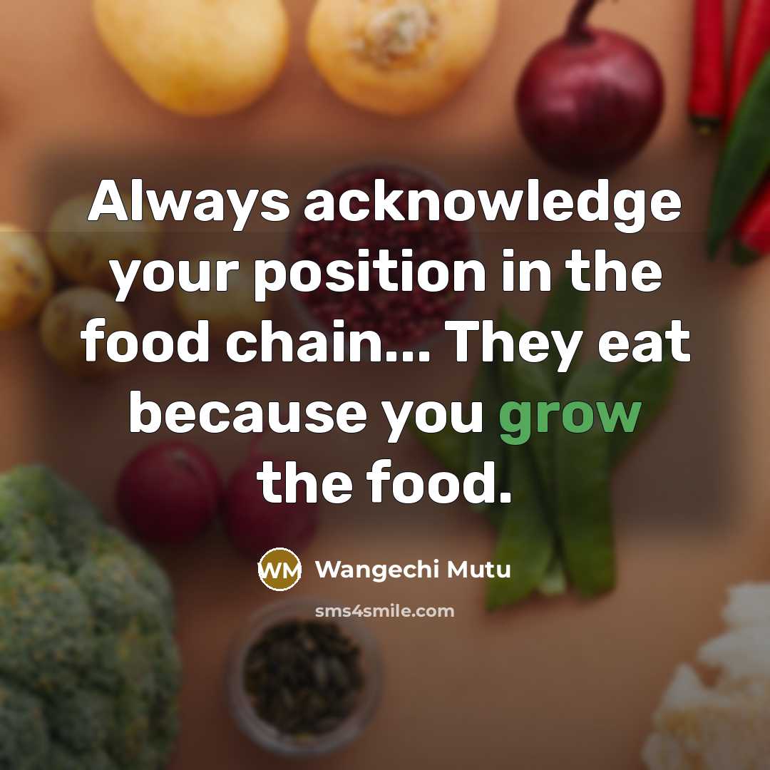 “Always acknowledge your position in the food chain... They eat…” quote by Wangechi Mutu