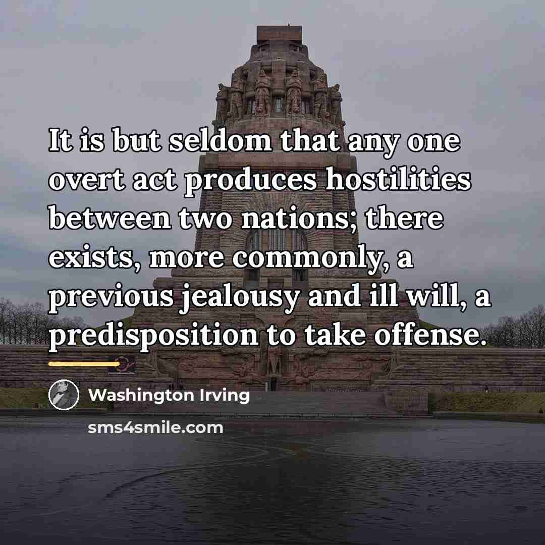“It is but seldom that any one overt act produces…” quote by Washington Irving