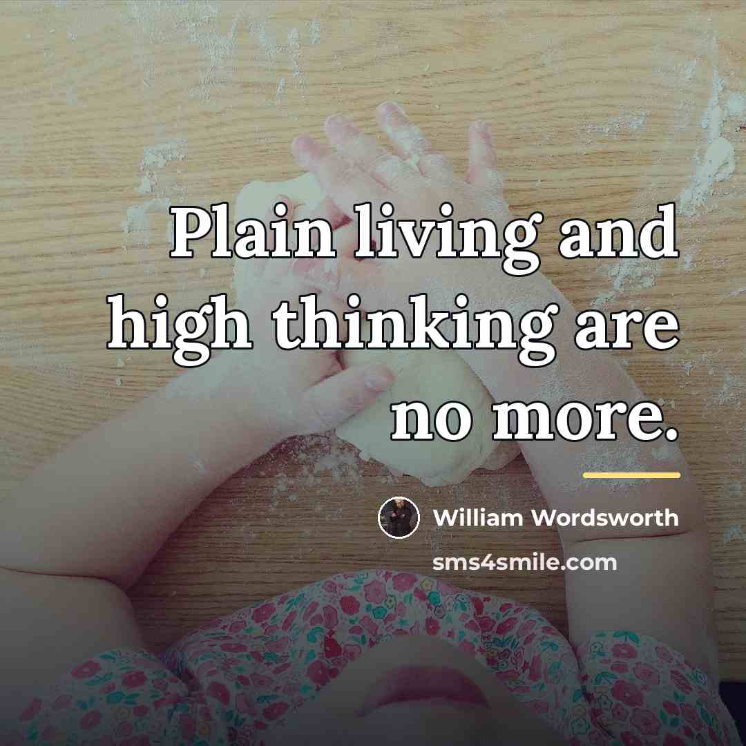 “Plain living and high thinking are no more.…” quote by William Wordsworth